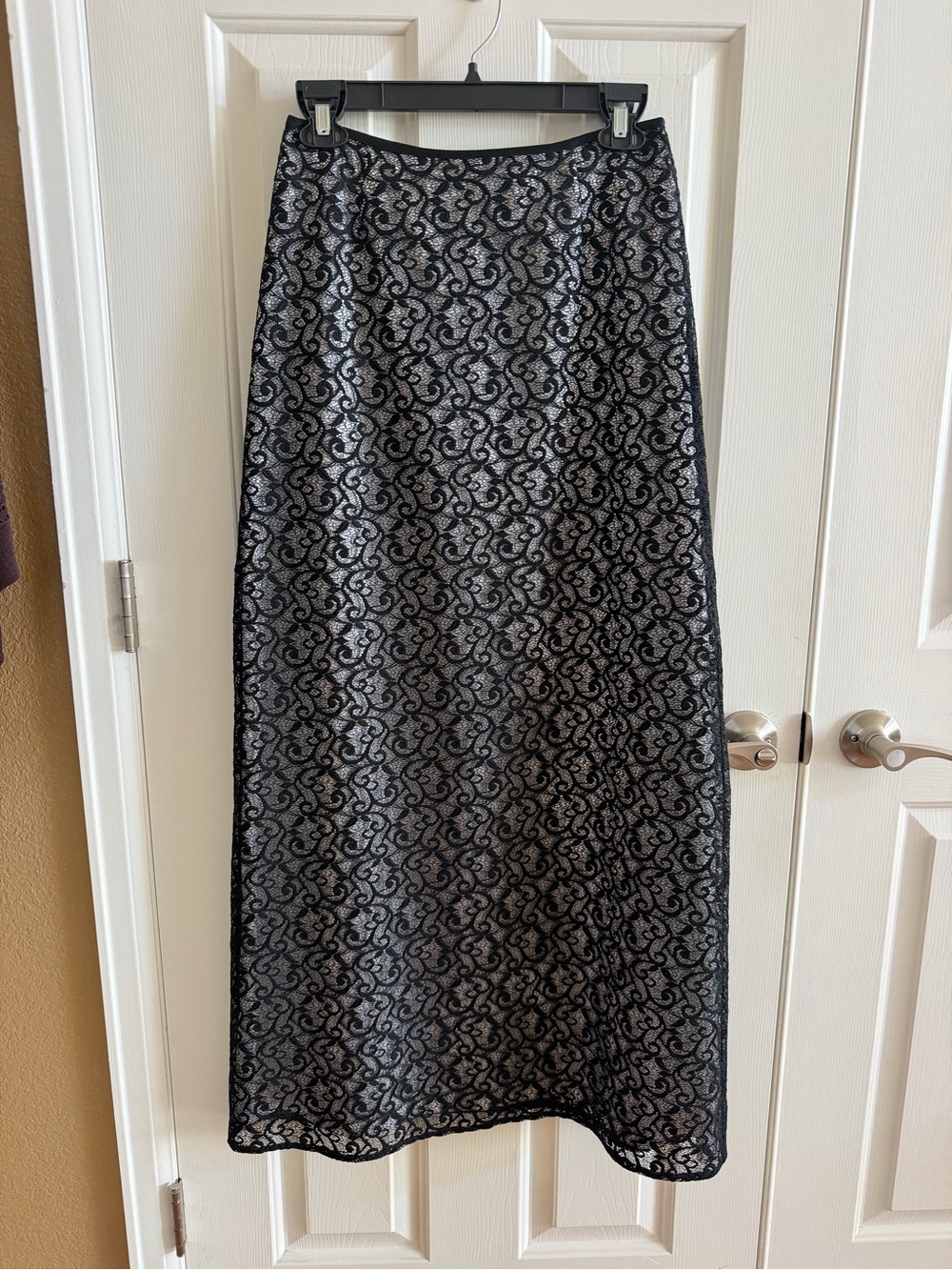 Cachet Black Lace Evening Maxi Skirt Size 6 Vintage Made in USA